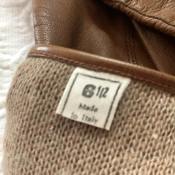 VTG KIDD LEATHER GLOVES MADE-ITALY SZ 6 1/2 COCOA BROWN:100%CASHMERE LINED - Picture 5 of 7